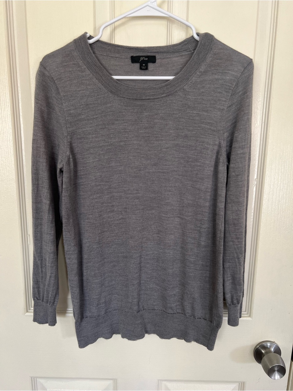 J.Crew 100% Merino Wool Gray Lightweight Sweater Medium